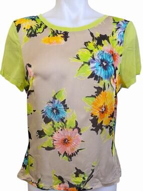 Blumarine Silk Shirt Lime Green Y2k Size D38/ Us 8